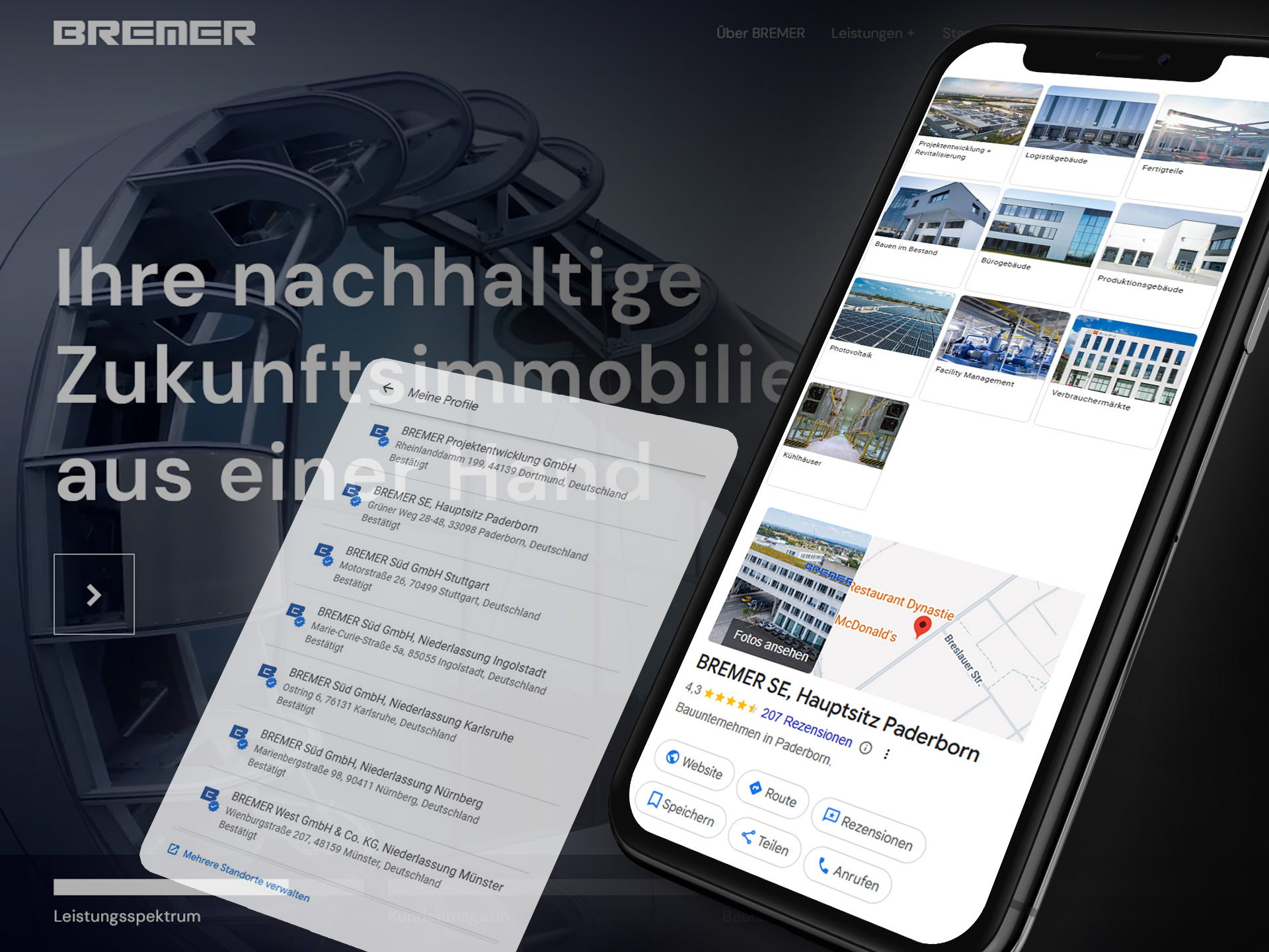 SEO-Agentur furore - Google Unternehmensprofile für Regionalstandorte BREMER SE, Paderborn