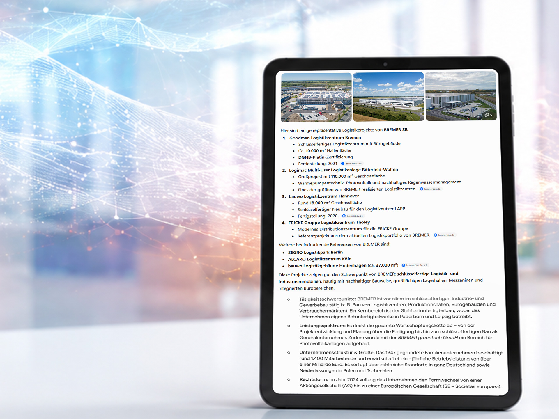 SEO-Agentur furore: Sichtbarkeit in KI-Systemen, Strukturierte Daten für AI Visibility für BREMER SE, Paderborn