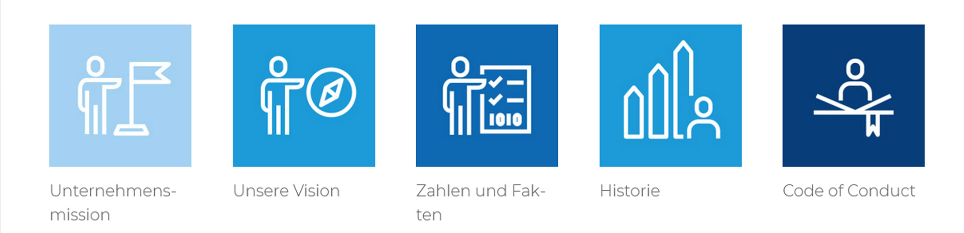 Verschiedene Icon-Grafiken in weiß auf blau
