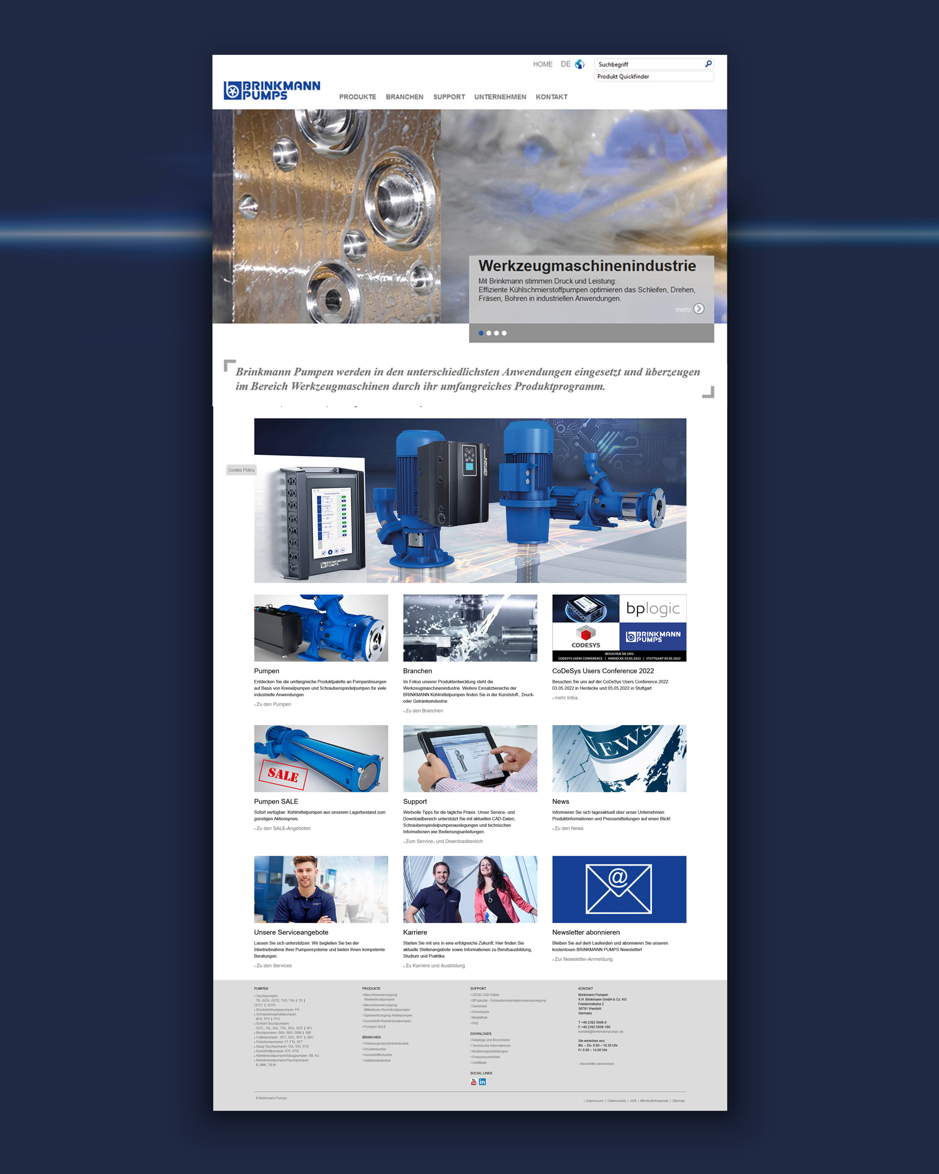 furore Webagentur und Werbeagentur, professionelle Website für Maschinenbau-Unternehmen Brinkmann Pumps