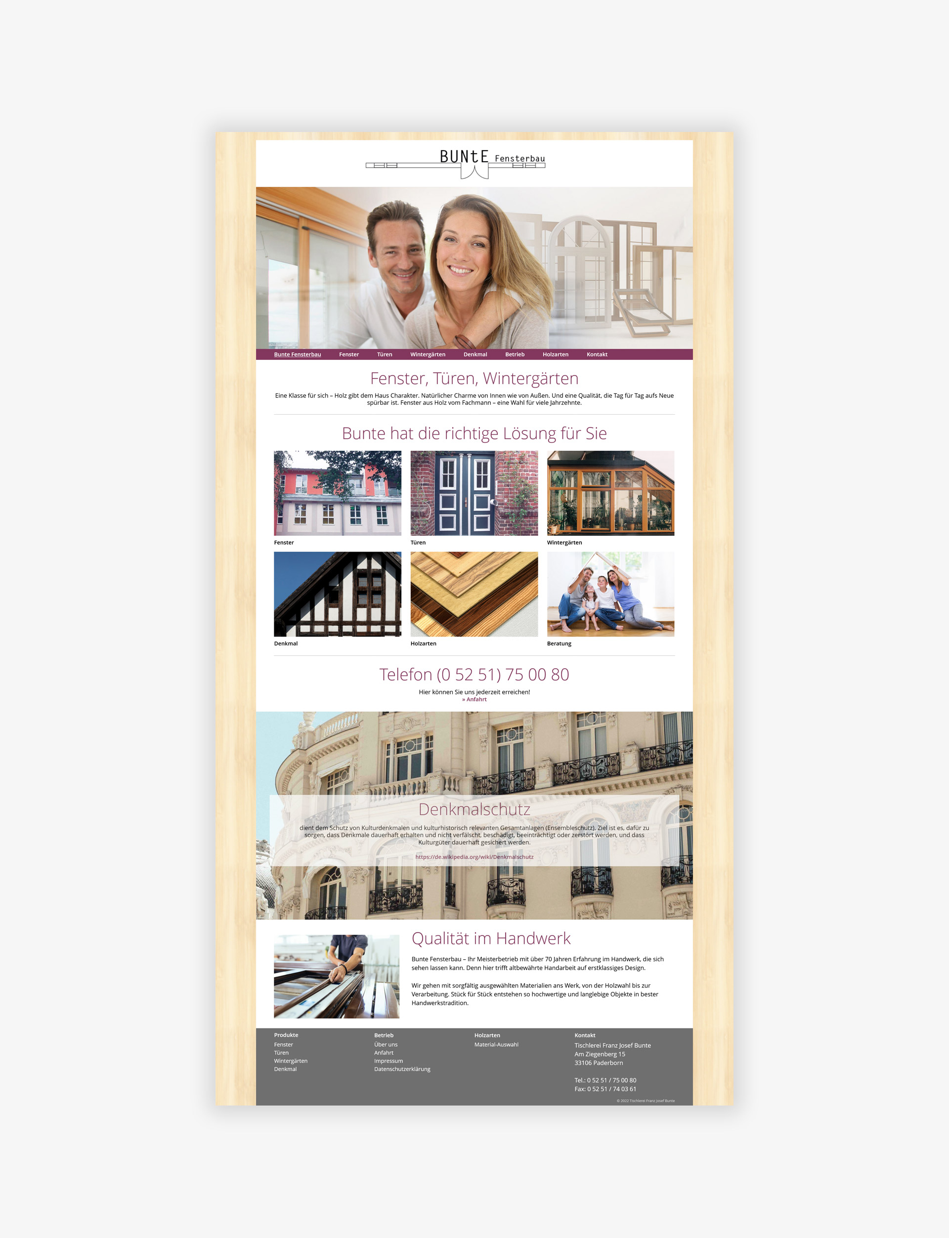 furore Webagentur und Werbeagentur, professionelle Website für Handwerksbetrieb Bunte Fensterbau