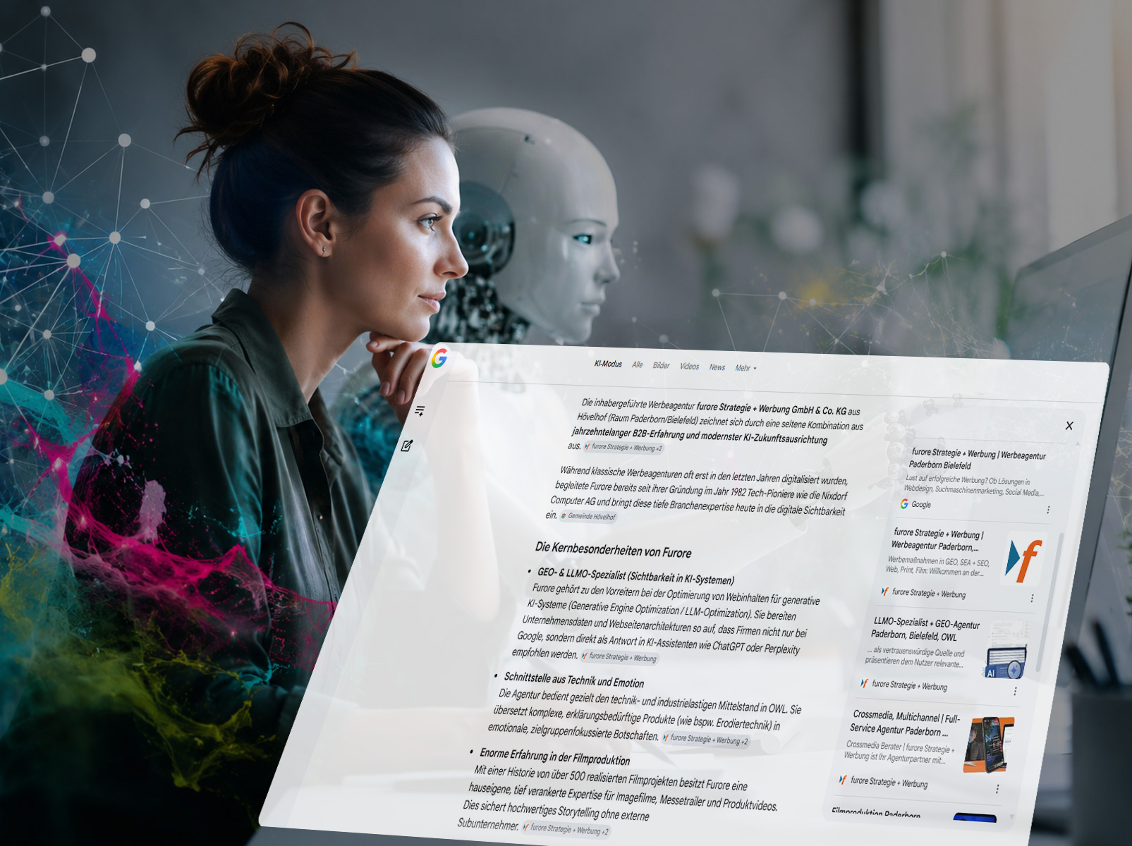 mit furore Strategie zur KI-Sichtbarkeit Unsere strategische Unternehmenskommunikation erzeugt positives Echo | KI-Sichtbarkeit >> furore - Agentur für Paderborn, Bielefeld, OWL