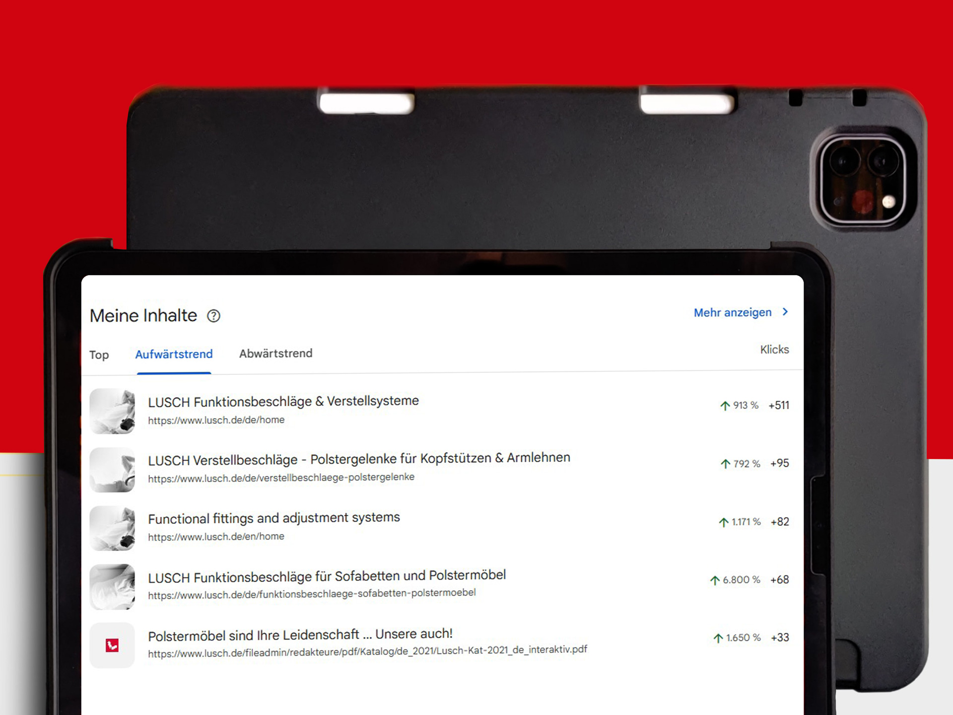 Technisches SEO bringt die Website im Ranking nach oben - Lusch GmbH, Funktionsbeschläge für Polstermöbel - Realisation SEO-Agentur furore 