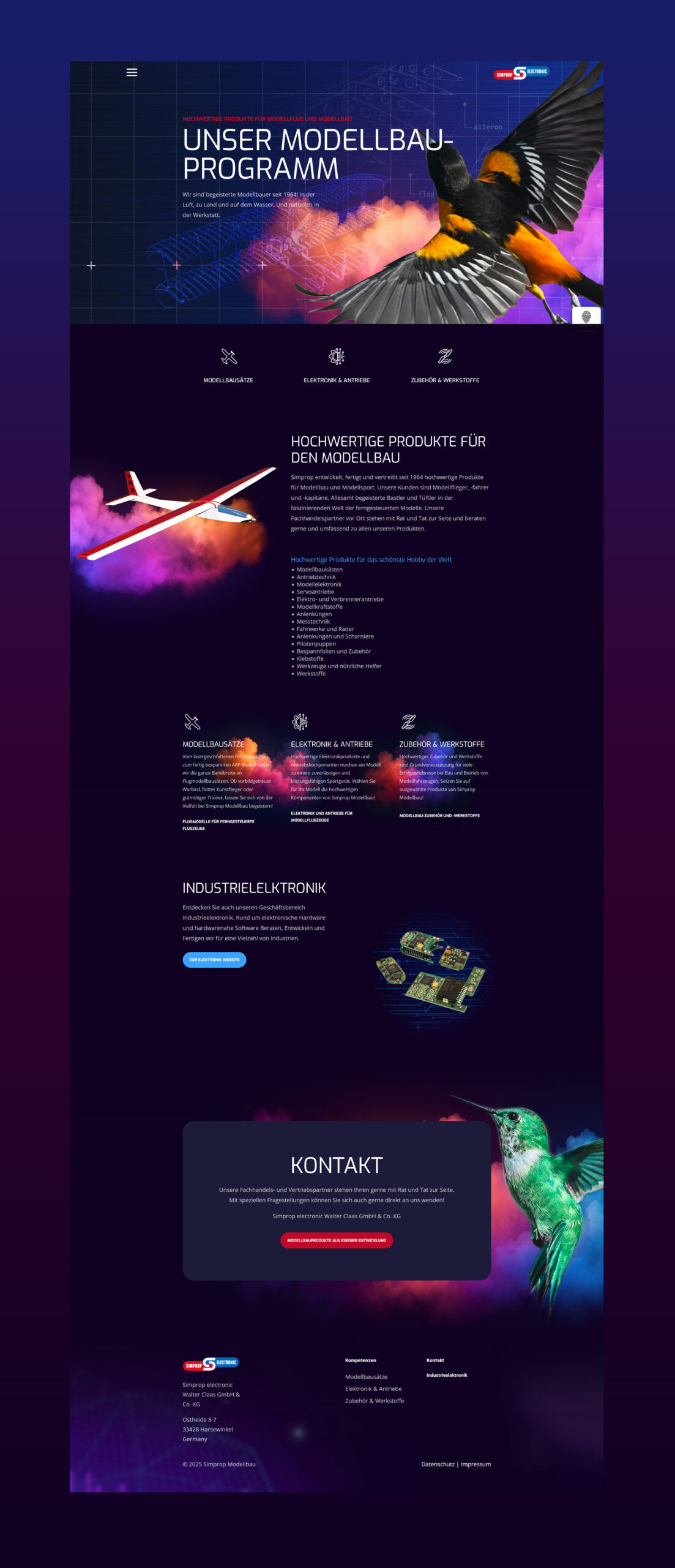 Simprop Modellbau - Redesign Webseite in WordPress furore Webagentur und Werbeagentur, professionelle Website für Simprop Modellbau, Modellsport, Modellflug