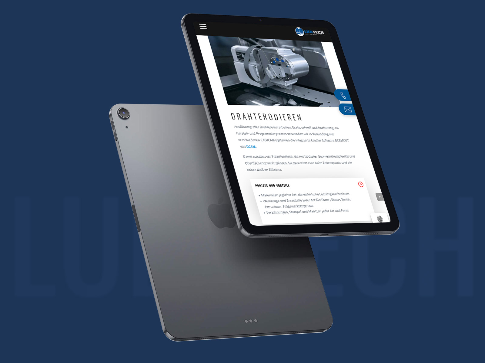 furore Webagentur und Werbeagentur, professionelle Webseite erstellt für Lüntech GmbH Erodiertechik Werther